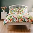 Benjara Heli 3pc Full to Queen Duvet & Pillow Sham Set-Multicolor Tropical Print