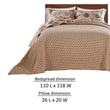 Benjara Dorra 3pc Queen Bedspread Set-2 Shams-Floral Crest-Beige Yellow Cotton