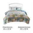 Benjara Evane 3pc Full/Queen Quilt Set- Floral Design- Mist Blue & White Cotton
