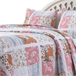 Benjara Vanie 3pc King Quilt Set-Pillow Shams-Scalloped-Blue White Pink Cotton