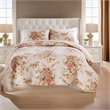 Benjara Givi 2pc XL Twin Quilt Set with Floral Pattern- Beige Buttercup Cotton