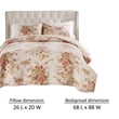 Benjara Givi 2pc XL Twin Quilt Set with Floral Pattern- Beige Buttercup Cotton