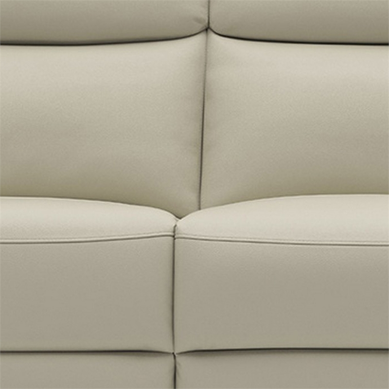 Benjara Cobe Sofa- Manual Recliner- 41 Inch- Solid Wood- Top Grain Beige Leather