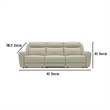 Benjara Cobe Sofa- Manual Recliner- 41 Inch- Solid Wood- Top Grain Beige Leather