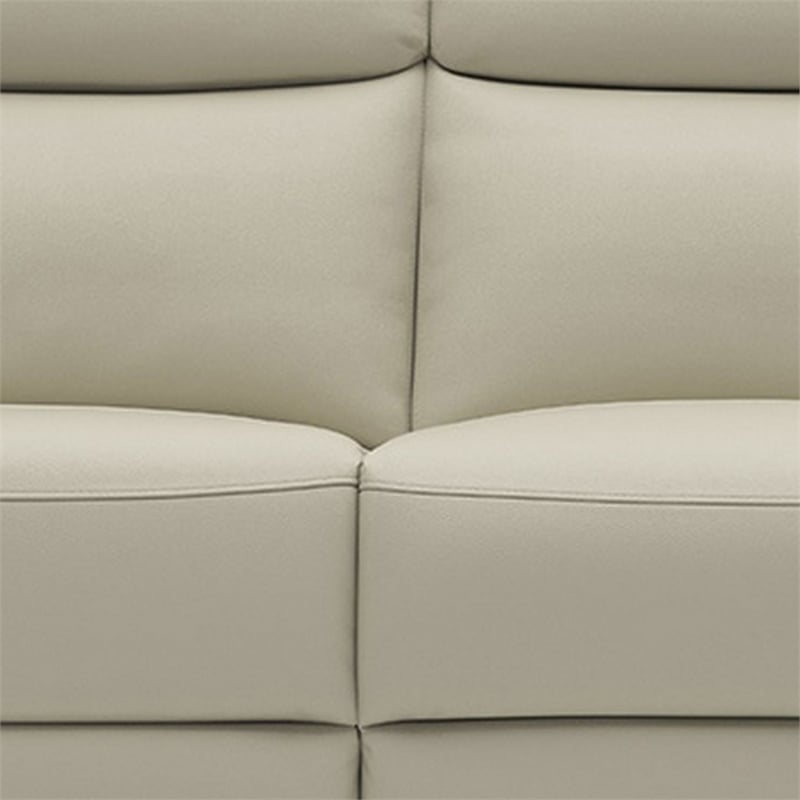Benjara Cobe Sofa- Manual Recliner- 41 Inch- Solid Wood- Top Grain Beige Leather