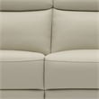 Benjara Cobe Sofa- Manual Recliner- 41 Inch- Solid Wood- Top Grain Beige Leather