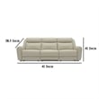 Benjara Cobe Sofa- Manual Recliner- 41 Inch- Solid Wood- Top Grain Beige Leather