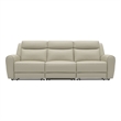 Benjara Cobe Sofa- Manual Recliner- 41 Inch- Solid Wood- Top Grain Beige Leather