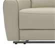 Benjara Cobe Sofa- Manual Recliner- 41 Inch- Solid Wood- Top Grain Beige Leather