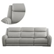 Benjara Cobe Sofa- Manual Recliner- 87 Inch- Solid Wood- Top Grain Gray Leather