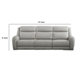 Benjara Cobe Sofa- Manual Recliner- 87 Inch- Solid Wood- Top Grain Gray Leather