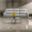 Benjara Cobe Sofa- Manual Recliner- 87 Inch- Solid Wood- Top Grain Gray Leather
