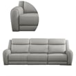Benjara Cobe Sofa- Manual Recliner- 87 Inch- Solid Wood- Top Grain Gray Leather