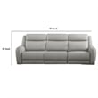 Benjara Cobe Sofa- Manual Recliner- 87 Inch- Solid Wood- Top Grain Gray Leather
