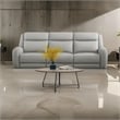 Benjara Cobe Sofa- Manual Recliner- 87 Inch- Solid Wood- Top Grain Gray Leather