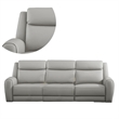 Benjara Cobe Sofa- Manual Recliner- 87 Inch- Solid Wood- Top Grain Gray Leather