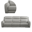 Benjara Cobe Sofa- Manual Recliner- 87 Inch- Solid Wood- Top Grain Gray Leather