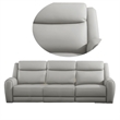 Benjara Cobe Sofa- Manual Recliner- 87 Inch- Solid Wood- Top Grain Gray Leather