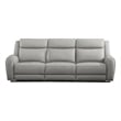 Benjara Cobe Sofa- Manual Recliner- 87 Inch- Solid Wood- Top Grain Gray Leather