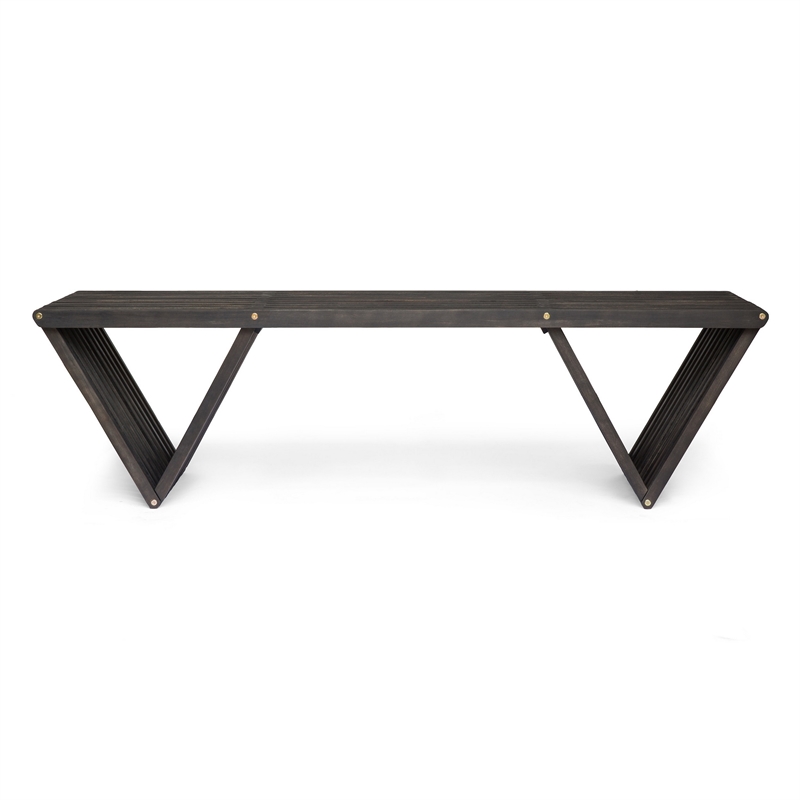 Benjara Riah Outdoor Bench- Angled Legs- Slatted 63