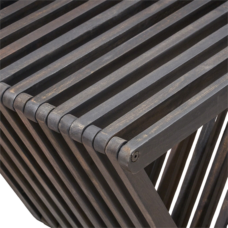 Benjara Riah Outdoor Bench- Angled Legs- Slatted 63