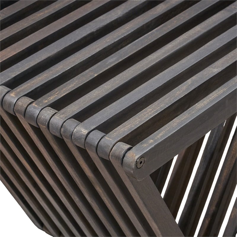 Benjara Riah Outdoor Bench- Angled Legs- Slatted 63