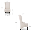 Benjara Becca Dining Chair- Beige Fabric- High Wingback- Tapered Black Legs