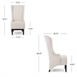 Benjara Becca Dining Chair- Beige Fabric- High Wingback- Tapered Black Legs
