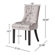 Benjara Chen Dining Chair Set of 2- Light Gray Fabric- Tufted Back- Wood Frame