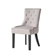 Benjara Chen Dining Chair Set of 2- Light Gray Fabric- Tufted Back- Wood Frame