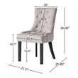 Benjara Chen Dining Chair Set of 2- Light Gray Fabric- Tufted Back- Wood Frame