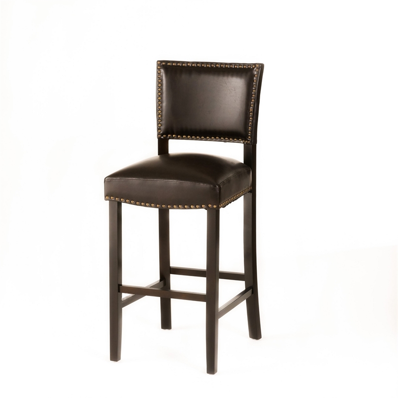 Benjara Alpha Barstool Chair Set of 2- Classic Brown Velvet- Rubberwood Frame
