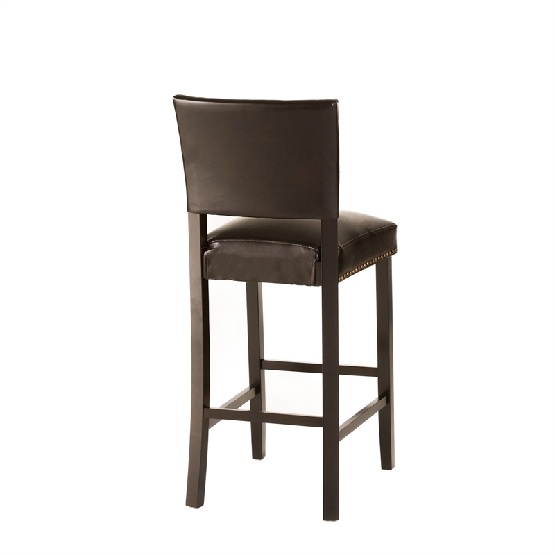 Benjara Alpha Barstool Chair Set of 2- Classic Brown Velvet- Rubberwood Frame