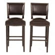 Benjara Alpha Barstool Chair Set of 2- Classic Brown Velvet- Rubberwood Frame