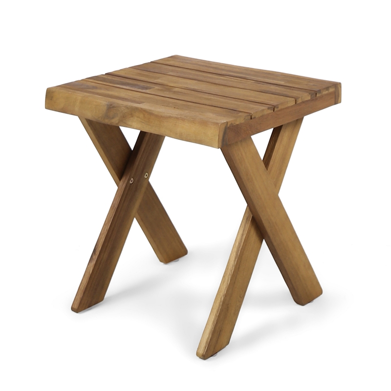 Benjara Harley Outdoor Side Table- X Legs- Square 18