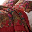 Benjara Lewi 3pc Queen Quilt Set- Floral- Kantha Style Dark Red Floral Cotton