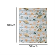 Benjara Carie Throw Blanket-Coastal Seashell Print-Blue Orange Cotton Microfiber