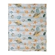 Benjara Carie Throw Blanket-Coastal Seashell Print-Blue Orange Cotton Microfiber