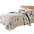 Benjara Carie 3pc King Quilt Set- Coastal Seashell Print- Blue Cotton Microfiber
