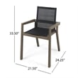 Benjara Side Dining Chair Set of 2- Angled Legs- Gray Mesh- Brown Acacia Wood