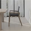 Benjara Side Dining Chair Set of 2- Angled Legs- Gray Mesh- Brown Acacia Wood
