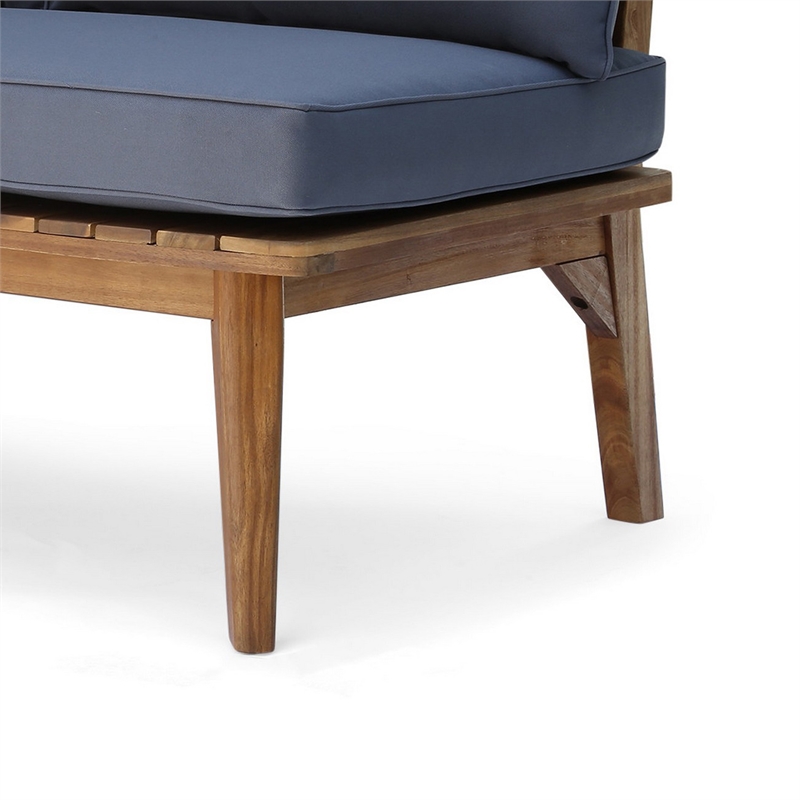 Benjara Almo Outdoor Loveseat Bench- Gray Fabric- 49