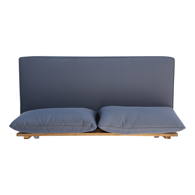 Benjara Almo Outdoor Loveseat Bench- Gray Fabric- 49