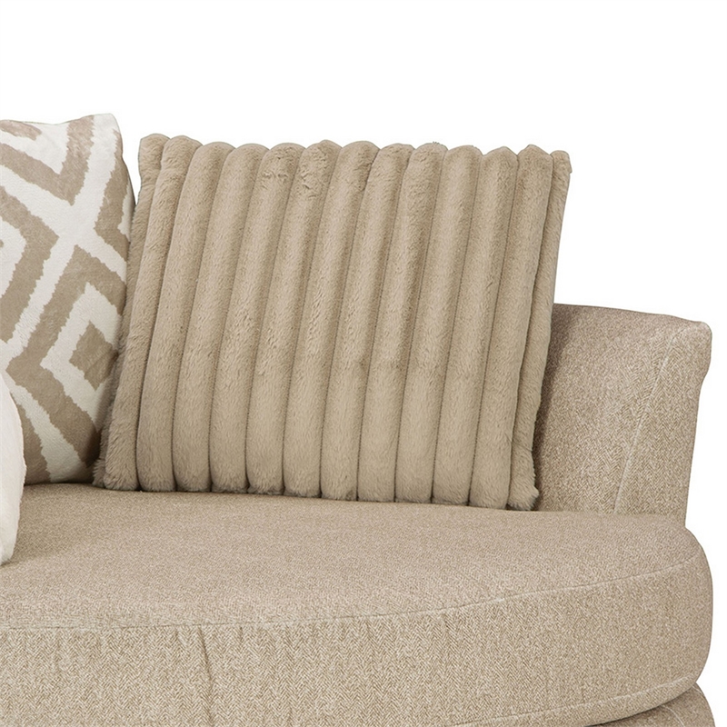 Benjara Laila Swivel Accent Chair - Light Brown Chenille
