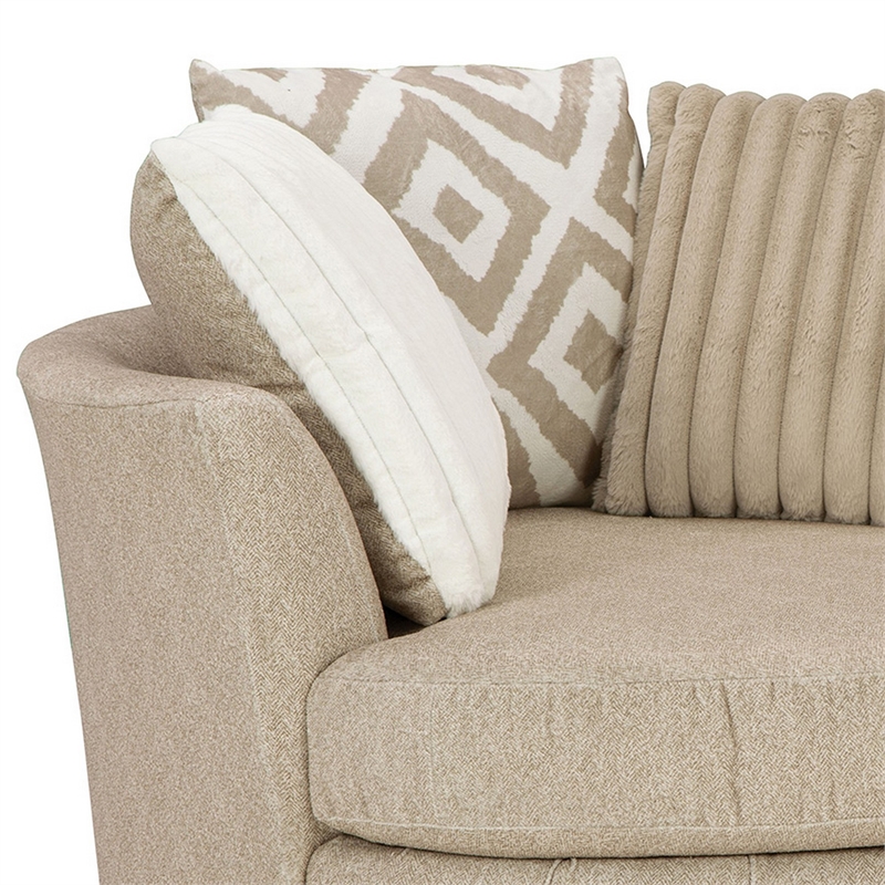 Benjara Laila Swivel Accent Chair - Light Brown Chenille