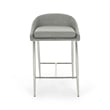 Benjara Yoko Set of 2 Counter Stool Chairs- Chrome Iron Legs/Gray Fabric