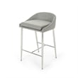 Benjara Yoko Set of 2 Counter Stool Chairs- Chrome Iron Legs/Gray Fabric