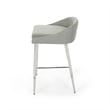Benjara Yoko Set of 2 Counter Stool Chairs- Chrome Iron Legs/Gray Fabric