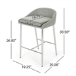 Benjara Yoko Set of 2 Counter Stool Chairs- Chrome Iron Legs/Gray Fabric