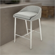 Benjara Yoko Set of 2 Counter Stool Chairs- Chrome Iron Legs/Gray Fabric